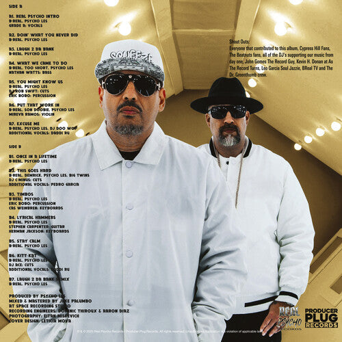 B-Real & Psycho Les: Real Psycho - Deluxe Limited Edition - Clear with Black, Yellow & White Splatter Vinyl Gatefold Cover